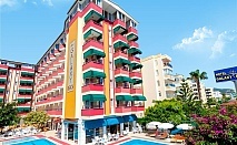  All Inclusive на първа линия в GALAXY BEACH HOTEL 4*, Алания, Турция. Чартърен полет от София + 7 нощувки на човек 