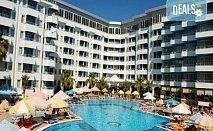 Пет звездна ваканция на морския бряг в Senza Grand Santana Hotel 5*, Алания, Анталия! Ultra all inclusive, СПА център, фитнес, открити и закрит басейни, водни пързалки, дискотека, транспорт, безплатно за дете до 12.99 г. от Belprego