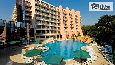 До 15 Август в Златни пясъци! Нощувка на база All Inclusive + открит басейн с водни пързалки + дете до 12г. безплатно, от Хотел Helios Spa 4*