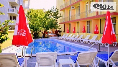 Изгодна почивка в Слънчев бряг! Нощувка на база All Inclusive + басейн, шезлонг, чадър + Безплатно за дете до 13 г., от Хотел Риор