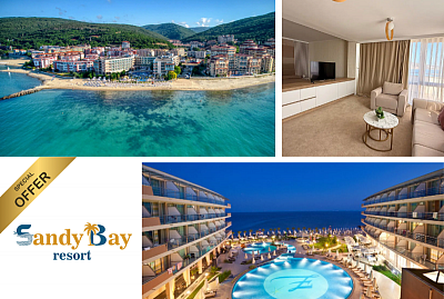 Късно лято 2026 в Sandy Bay Hotel 4*, Елените, на първа линия