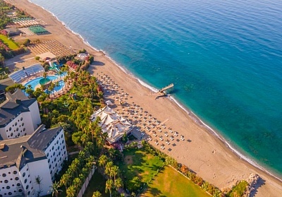  LAST MINUTE почивка в MC BEACH RESORT HOTEL 5*, Алания, Турция. Чартърен полет от София + 7 нощувки на човек на база Ultra All inclusive 