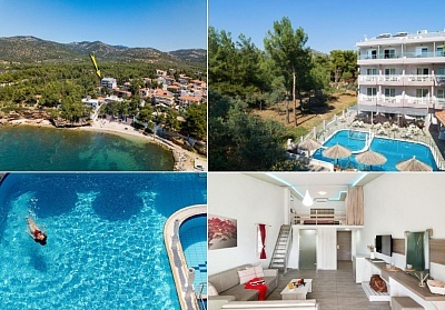  Лято на 250м. от плажа в Потос, о. Тасос! 3+ нощувки със закуски на човек + басейн в Hotel Sirines, Гърция 