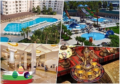  Майски празници в ROYAL GARDEN BEACH HOTEL 5* ,Алания,Турция! Автобусен транспорт +7 нощувки на човек на Ultra All Inclusive. Дете до 11.99г. безплатно! 