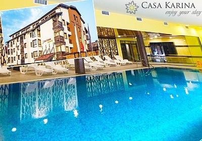  Нощувка на човек на база All inclusive + басейн и уелнес пакет в Каза Карина****, Банско 