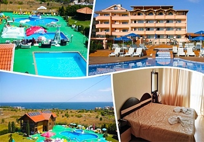  Нощувка на човек със закуска, обяд и вечеря + 2 басейна и джакузи в хотел Роза, Черноморец 