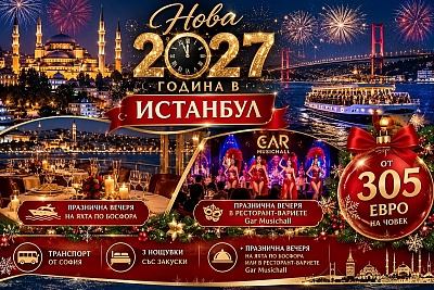 Нова година 2027 в Истанбул с транспорт от София и 3 нощувки със закуски