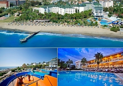  На ПЪРВА ЛИНИЯ в MC BEACH RESORT HOTEL 5*, Алания, Турция. Чартърен полет от София + 7 нощувки на човек на база Ultra All inclusive 