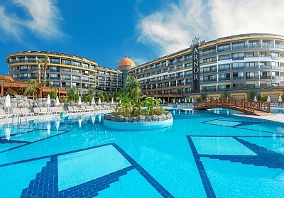 Почивка в Arnor De Luxe Hotel & Spa 5*, Сиде, Турция! Автобусен транспорт + 7 нощувки на човек на база Ultra All Inclusive + басейни. Дете до 11.99 г. безплатно!