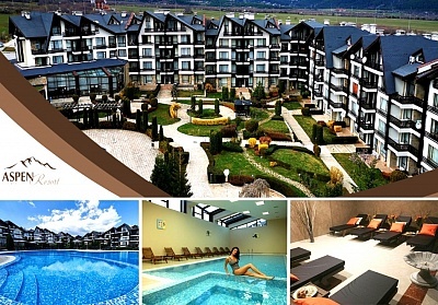 Почивка в хотел Аспен Резорт край Банско през април с включени закуски, вечери и топъл басейн