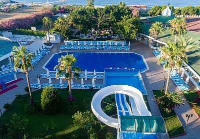  Почивка в хотел The Garden Beach Hotel 4*, Алания, Анталия! Автобусен транспорт + 7 нощувки на база Аll Inclusive на човек + басейн и водни пързалки. Дете до 12.99г. безплатно 