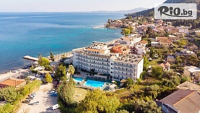 Почивка на остров Корфу! 7 нощувки със закуски и вечери в Potamaki Beach Hotel + автобусен транспорт и възможност за Палеокастрица и круиз до Паксос, Антипаксос и Сините пещери