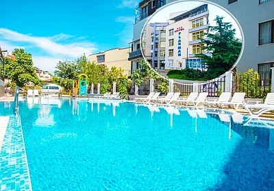 Ранни записвания за море 2025, на 70м. от плаж Харманите, Созопол! All Inclusive на човек + басейн в хотел Флагман***. Дете до 11.99г. безплатно!