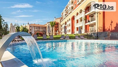 Ранни записвания за почивка на първа линия в Поморие през ТОП сезон! Ultra All Inclusive нощувка + шезлонг и чадър на плажа, външен и вътрешен басейн, от Феста Виа Понтика 4*