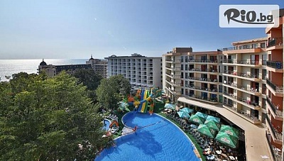 СУПЕР ИЗГОДНА ПОЧИВКА в Златни пясъци! 5 нощувки на база All Inclusive + 3 външни басейна, аквапарк, транспорт в Prestige Deluxe Hotel andamp;Aquapark Club 4*, от Комфорт Травел