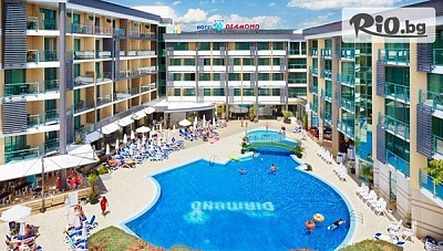 ТОП сезон в Слънчев бряг от 2 Юли до 28 Август! Нощувка на база All Inclusive + външен басейн и анимация + Безплатно за дете до 12 г., от Хотел Диамант 4*