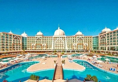  Ultra Аll Inclusive почивка в Alan Xafira Deluxe Resort &amp; Spa 5*, Алания, Турция! Автобусен транспорт + 7 нощувки за ДВАМА + басейни, аквапарк и СПА. Дете до 12.99г. БЕЗПЛАТНО! 