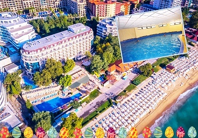  Великден на ПЪРВА ЛИНИЯ в Златни пясъци. Нощувка на човек на база All inclusive + вътрешен басейни в хотел Калиакра Палас**** 